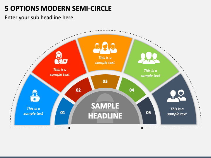 5 Options Modern Semi-circle PPT Slide 2