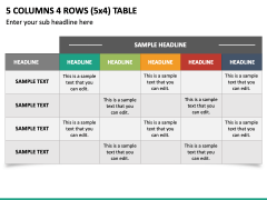5 Columns 4 Rows (5x4) Table PPT Slide 2