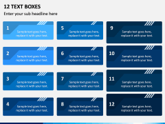12 Text Boxes PPT Slide 1