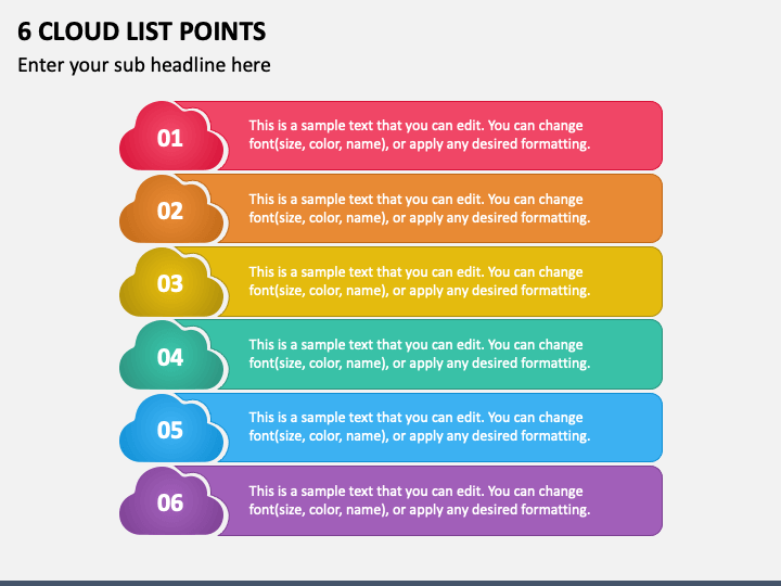 6 Cloud List Points PPT Slide 2