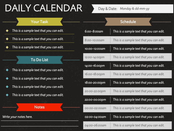 Daily Calendar PPT Slide 1