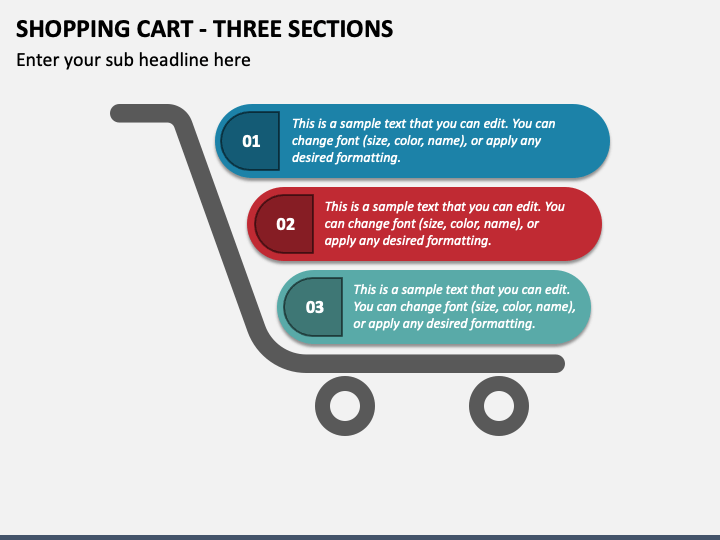 Shopping Cart - Three Sections PPT Slide 1