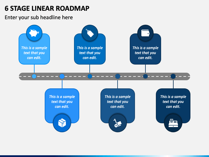 6 Stage Linear Roadmap PPT Slide 1