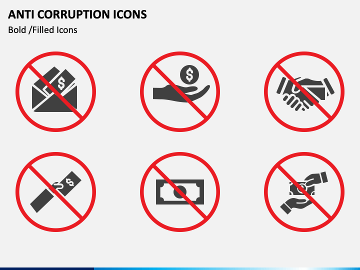 Anti Corruption Icons PPT Slide 1