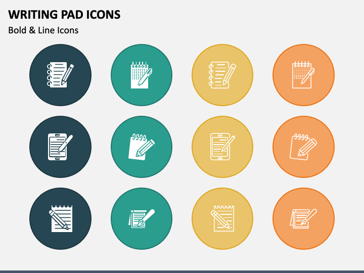 Writing Pad Icons PPT Slide 1