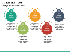 5 Circle List Items PPT Slide 2