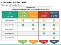 4 Columns 5 Rows Table PPT Slide 2