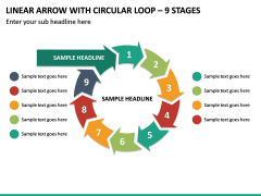 Linear Arrow With Circular Loop - 9 Stages PPT Slide 2