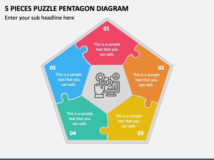 5 Pieces Puzzle Pentagon Diagram PPT Slide 2
