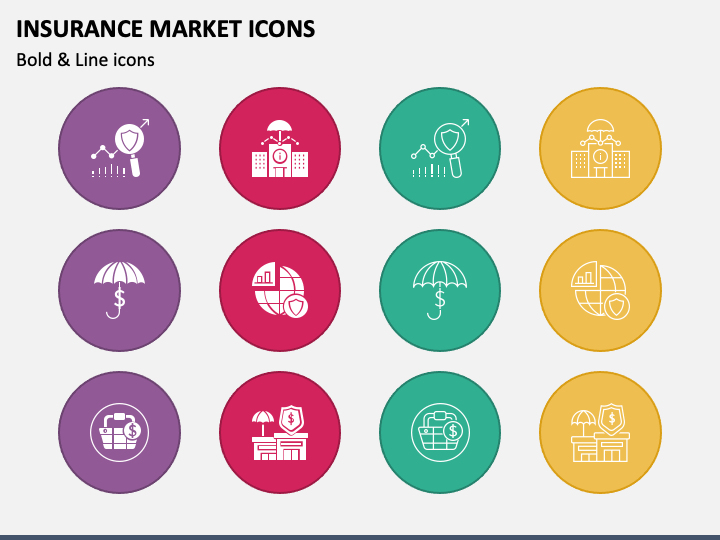 Insurance Market Icons PPT Slide 1