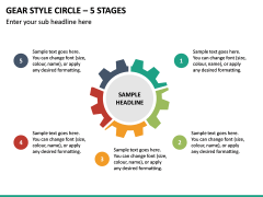 Gear Style Circle – 5 Stages PPT Slide 2