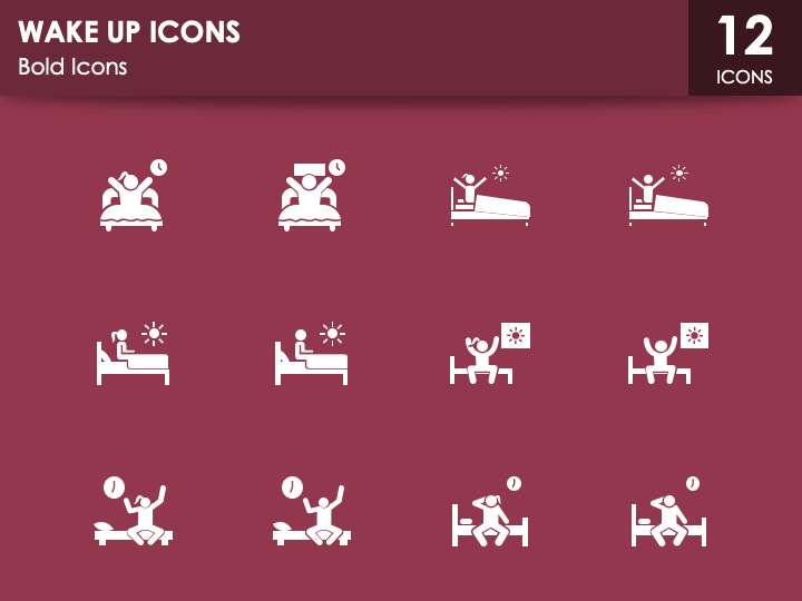 Wake Up Icons PPT Slide 1
