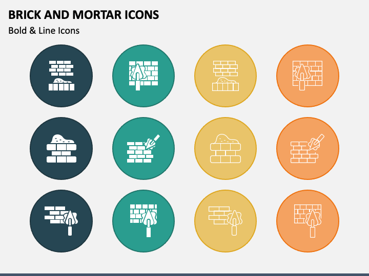Brick and Mortar Icons PPT Slide 1