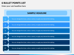 6 Bullet Points List PPT Slide 1
