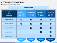 4 Columns 5 Rows Table PPT Slide 1
