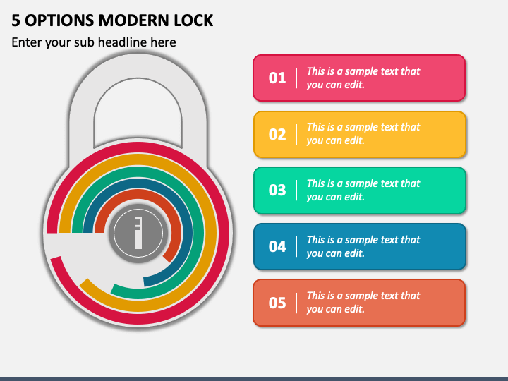 5 Options Modern Lock PPT Slide 2