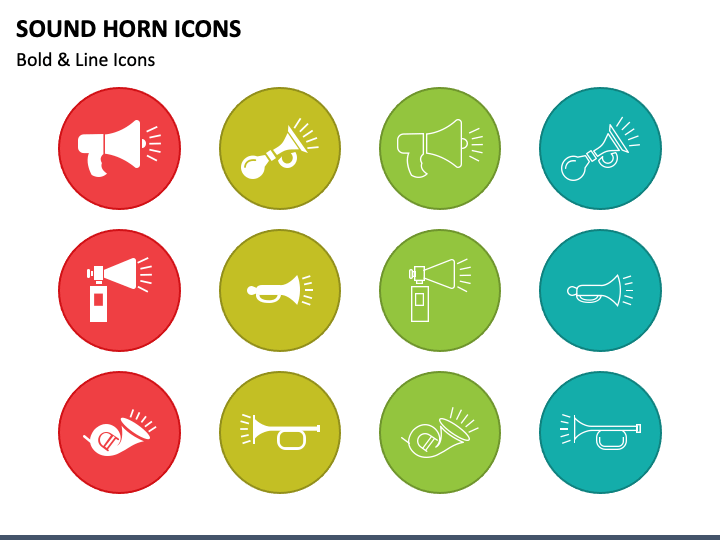 Sound Horn Icons PowerPoint Slide 1