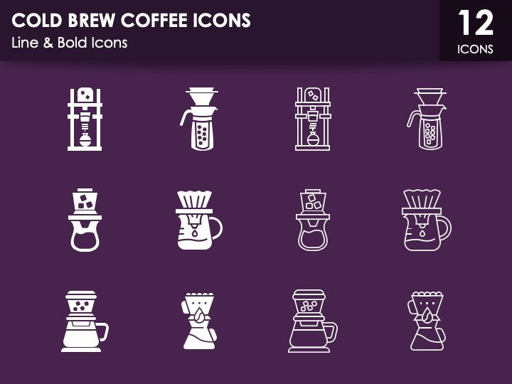 Cold Brew Coffee Icons PPT Slide 1