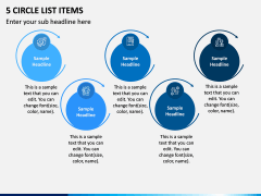 5 Circle List Items PPT Slide 1