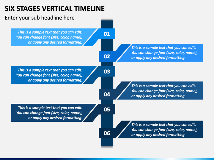 Six Stages Vertical Timeline PPT Slide 1