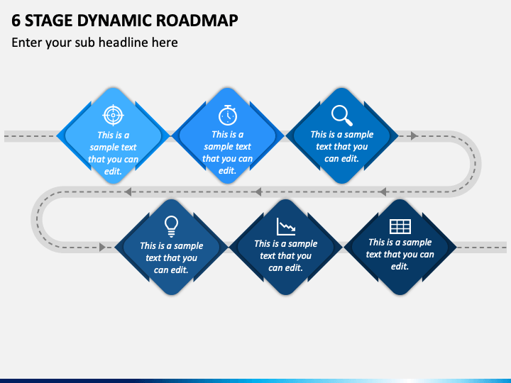 6 Stage Dynamic Roadmap PPT Slide 1