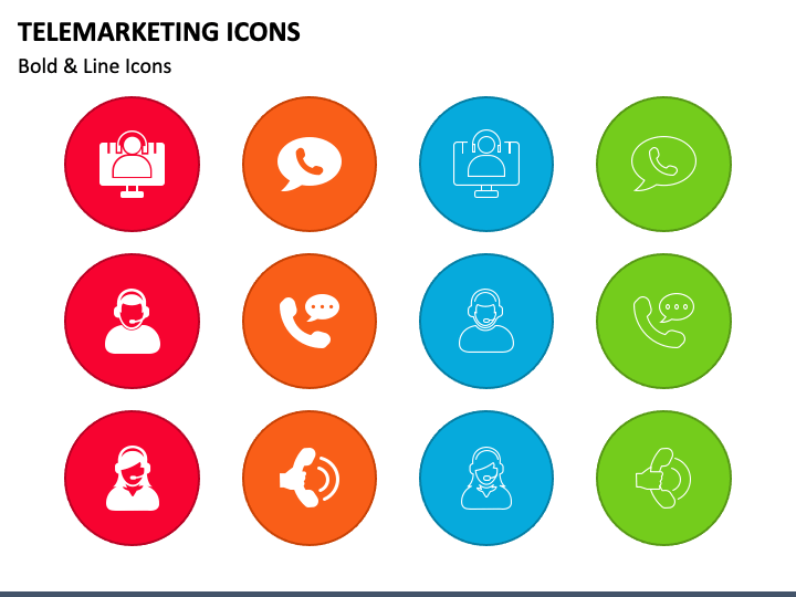 Telemarketing Icons PPT Slide 1