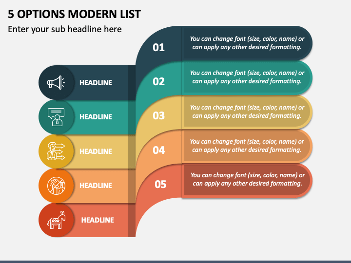 5 Options Modern List PPT Slide 2