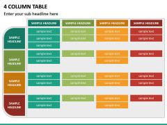 4 Column Table PPT Slide 2